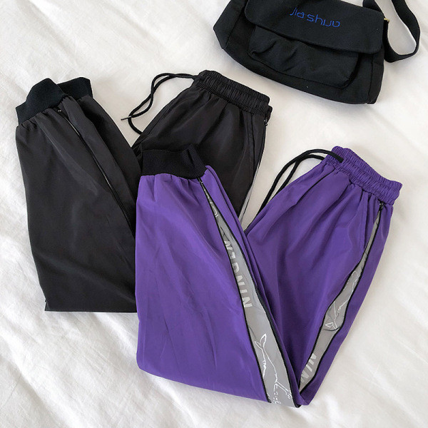 Pantaloni casual dama cu margini si talie elastica