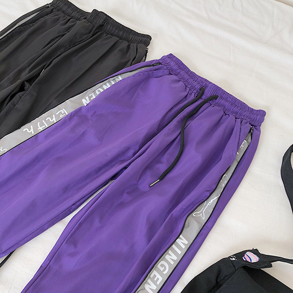 Pantaloni casual dama cu margini si talie elastica