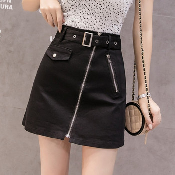 Aktuális női szoknya övvel és cipzárral - A vonalú