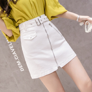 Aktuális női szoknya övvel és cipzárral - A vonalú