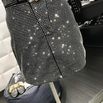 Fusta de dama moderna cu talie inalta, curea si pietre