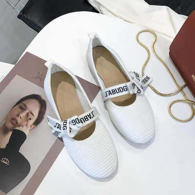 Pantofi casual dama de primavara cu talpa plata si inscriptionare