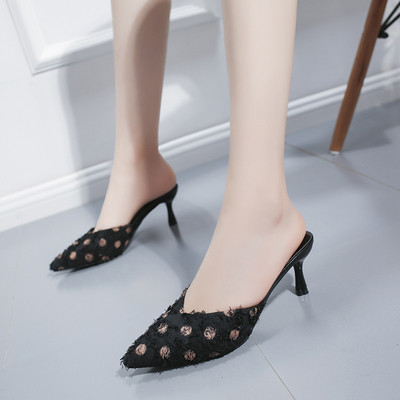 Stílusos női papucs vékony sarkú - hegyes modell