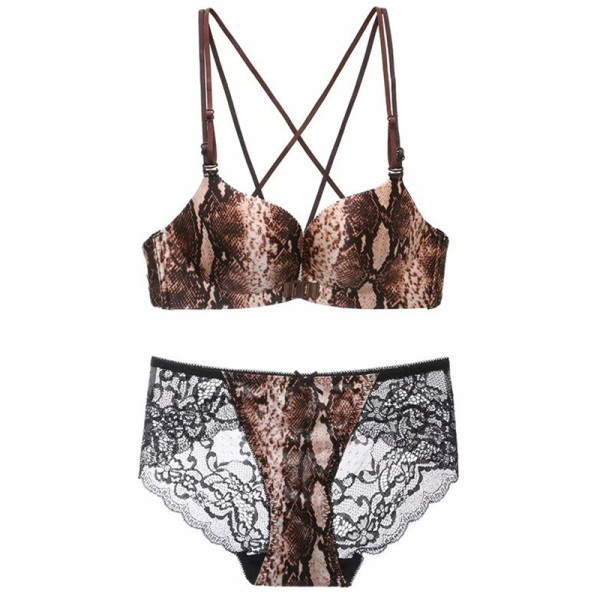 Stilīgs divdaļīgs apakšveļas komplekts ar mežģīnēm un aizdari priekšpusē