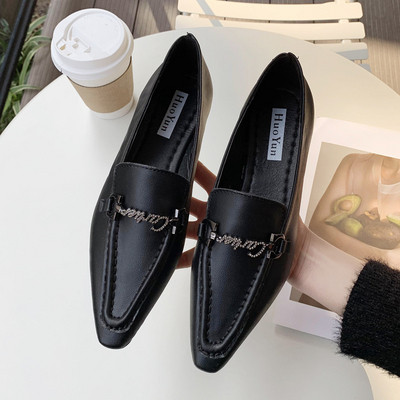 Mocasini de dama din piele ecologica cu element metalic