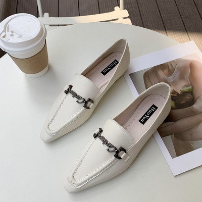 Mocasini de dama din piele ecologica cu element metalic