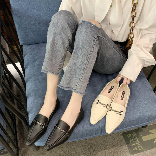 Mocasini de dama din piele ecologica cu element metalic