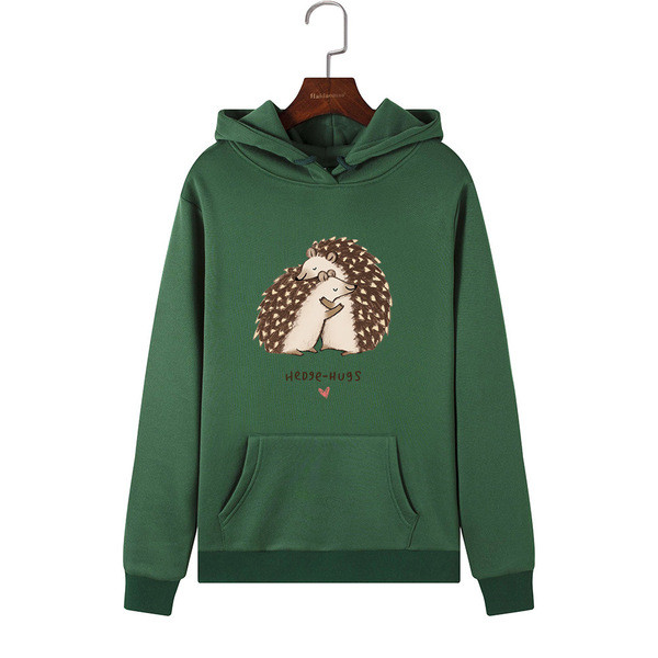 Női alkalmi pulóver kapucnival, rátéttel és hosszú ujjal