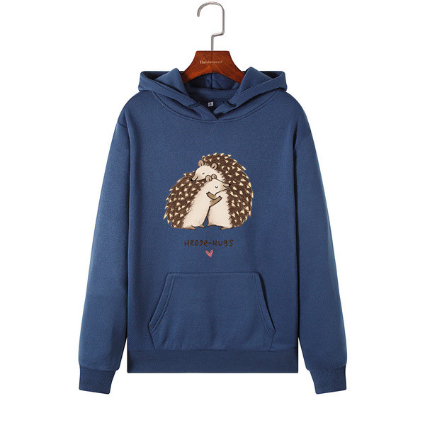 Női alkalmi pulóver kapucnival, rátéttel és hosszú ujjal