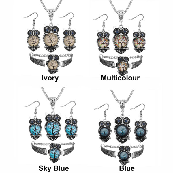 Sieviešu komplekts kaklarota, auskari un rokassprādze ar pūci