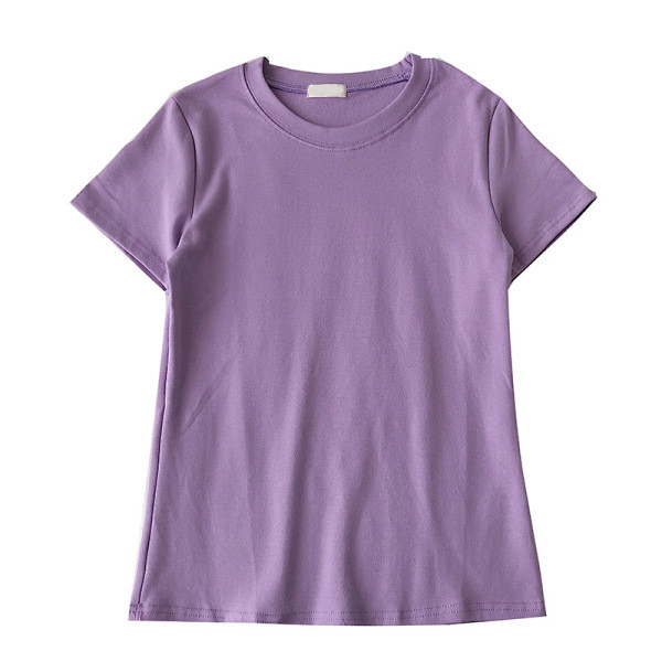 Paprastas moteriškas marškinėlių modelis su apvalia iškirpte