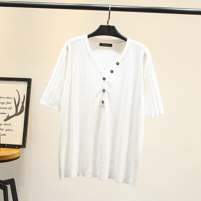 Alkalmi női póló rövid ujjal és gombokkal