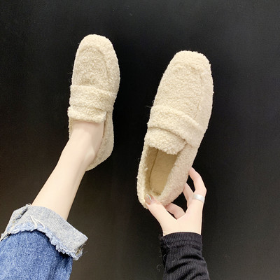 Mocasini pufoși de damă cu talpă plată