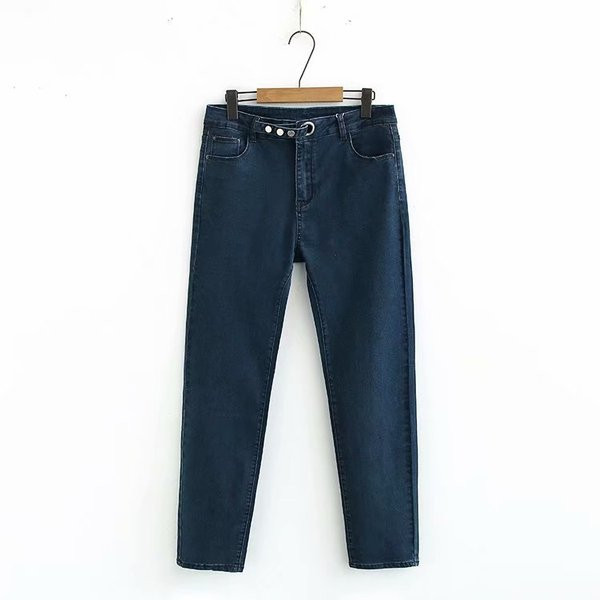 Alkalmi női hosszú farmernadrág alacsony derékkal és gombokkal