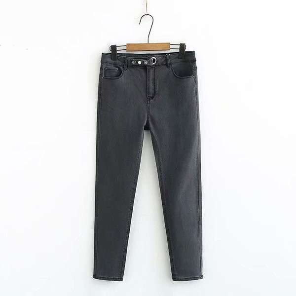 Alkalmi női hosszú farmernadrág alacsony derékkal és gombokkal