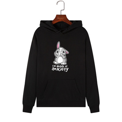 Modern női pulóver kapucnival és rátéttel