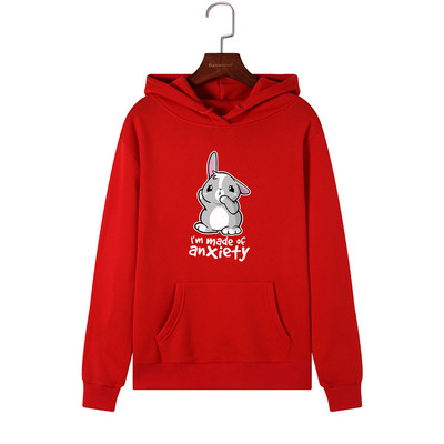 Modern női pulóver kapucnival és rátéttel