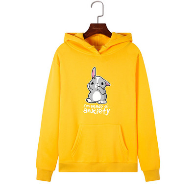 Modern női pulóver kapucnival és rátéttel