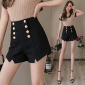 Elegantsed kõrge vöökoha ja nööpidega naiste lühikesed püksid