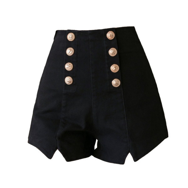 Elegantsed kõrge vöökoha ja nööpidega naiste lühikesed püksid