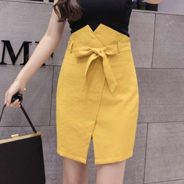 Fusta de dama eleganta cu panglica - talie inalta