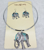 Női nyaklánc és fülbevaló szett elefánt medállal