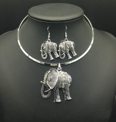 Női nyaklánc és fülbevaló szett elefánt medállal