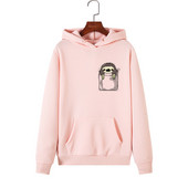 Modern női pulóver rátéttel és kapucnival