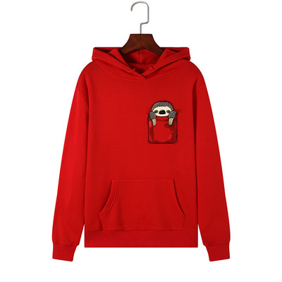 Modern női pulóver rátéttel és kapucnival