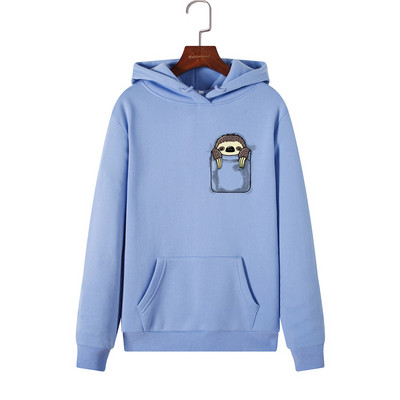 Modern női pulóver rátéttel és kapucnival