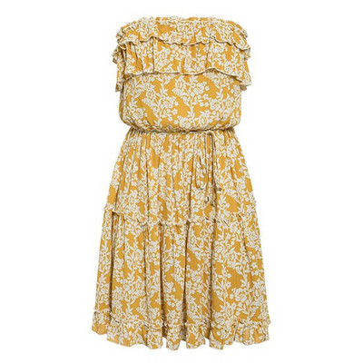 Ležerna ženska kratka haljina s golim ramenima i kravatama