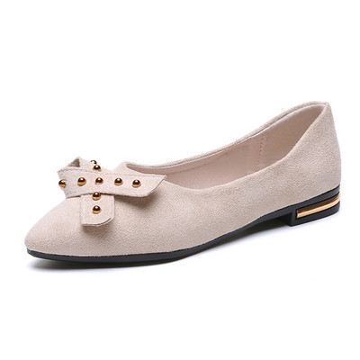 Ženske cipele od brušene kože s ravnim potplatom i trakom