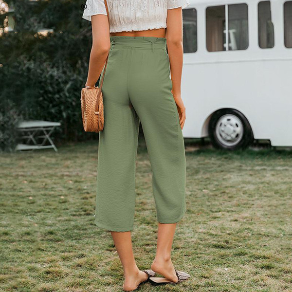 Modernas sieviešu bikses ar augstu vidukli un jostu