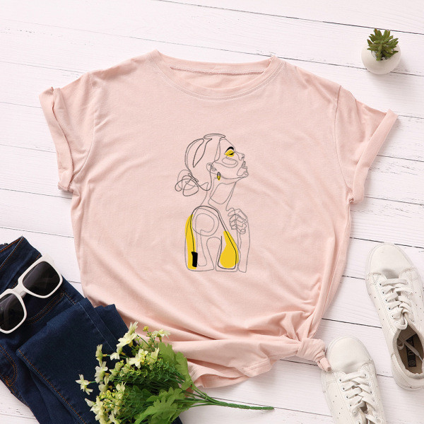 Női alkalmi póló színes rátéttel és rövid ujjal