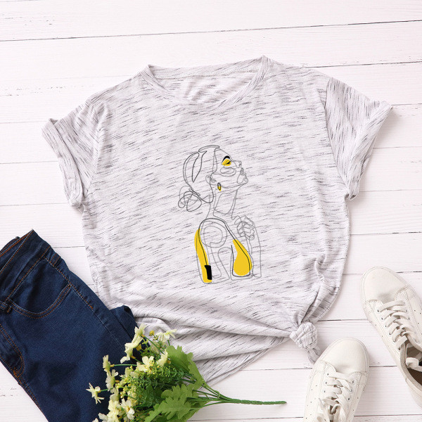 Női alkalmi póló színes rátéttel és rövid ujjal