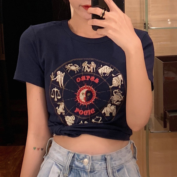 Tricou de damă de zi cu zi cu aplicație - zodiac