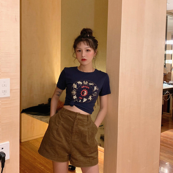 Tricou de damă de zi cu zi cu aplicație - zodiac