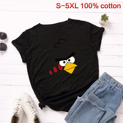 Sieviešu ikdienas t-krekls ar krāsainu aplikāciju un ovālu kakla izgriezumu