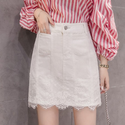 Moderni sieviešu svārki ar mežģīnēm un kabatām