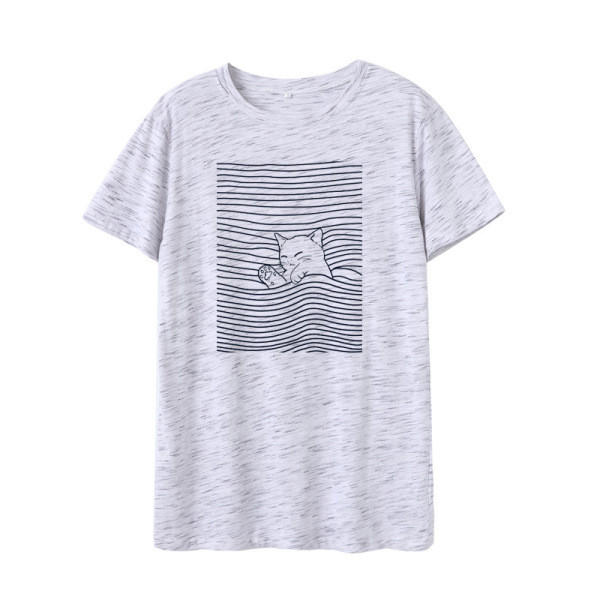 Naiste vabaaja t-särk kassipoegade aplikatsiooni ja lühikeste varrukatega