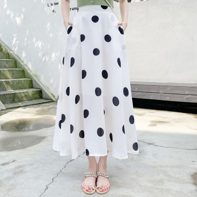 Modern női pöttyös szoknya zsebekkel