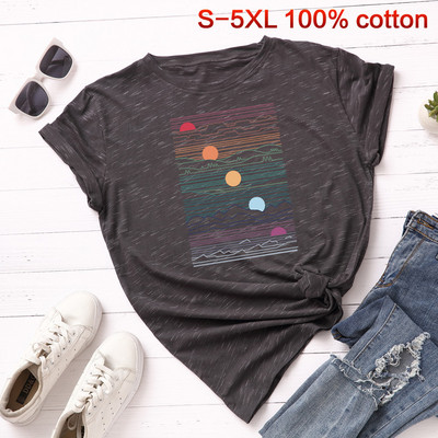 Ženska ležerna majica kratkih rukava s aplikacijama u boji i kratkim rukavima