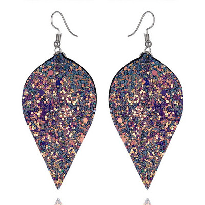 Cercei de dama in forma de frunza cu paiete