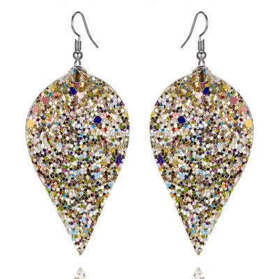 Cercei de dama in forma de frunza cu paiete