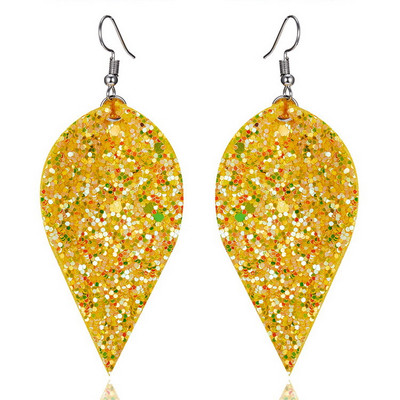 Cercei de dama in forma de frunza cu paiete