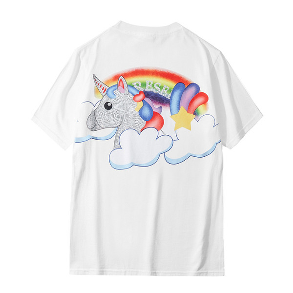 Moteriški pavasario-vasaros marškinėliai su vienaragio aplikacijomis