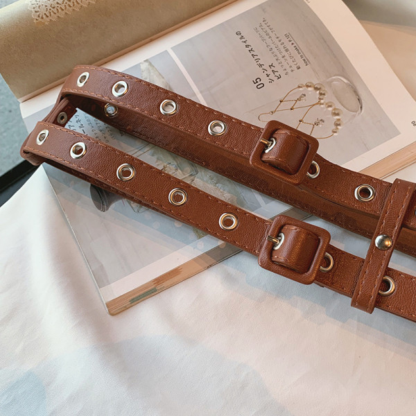 Dupla női ökobőr öv fém elemekkel