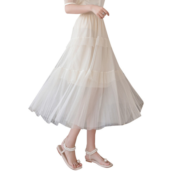 Naujo modelio moteriškas sijonas su tiuliu - aukštu liemeniu