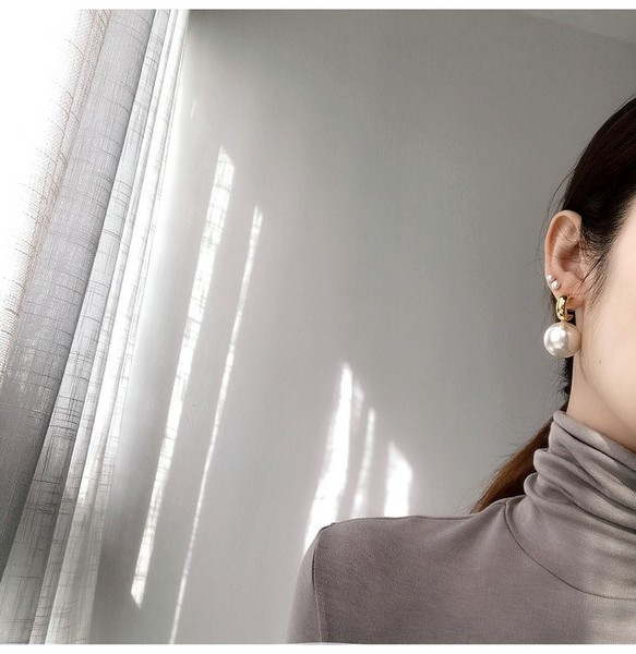 Cercei mari de dama cu perle