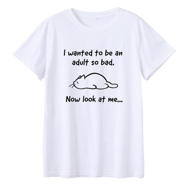 Tricou casual de damă cu aplicație de câine și mâneci scurte